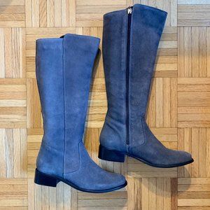 Grey Suede Knee High Boots Full Side Zipper Sz 7.5